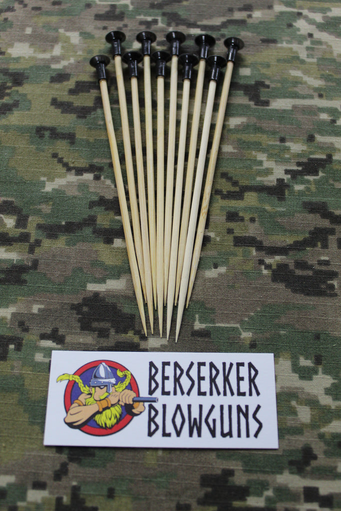 10 - .40 cal 5" Bamboo Wooden Spear Darts with Black Cones by Berserker Blowguns - Berserker Blowguns