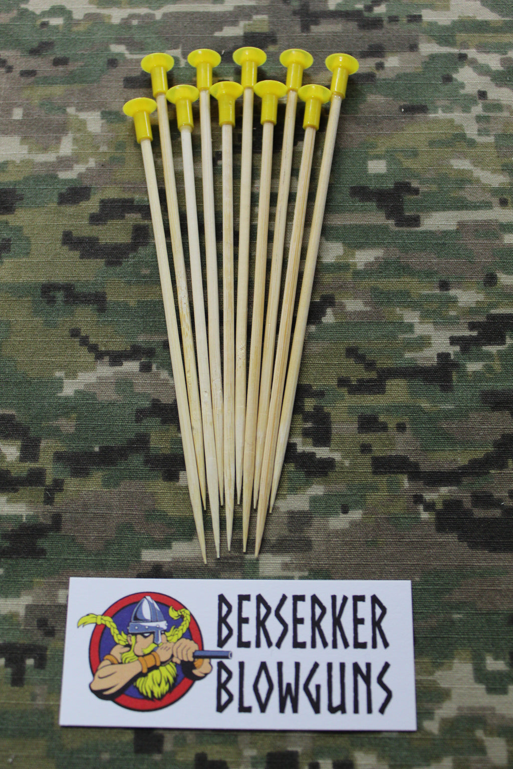 10 - .40 cal 5" Bamboo Wooden Spear Darts with Yellow Cones by Berserker Blowguns - Berserker Blowguns